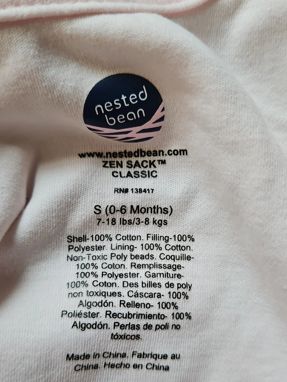 Nested Bean Zen Classic Pink Sleep Sack  Small 0-6 Months